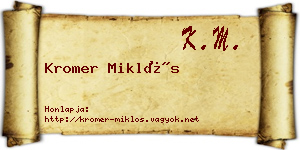 Kromer Miklós névjegykártya